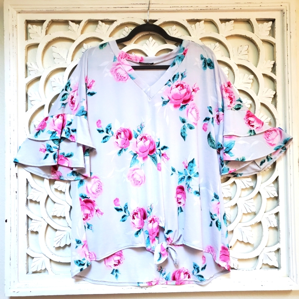 Rose Floral Top 1X